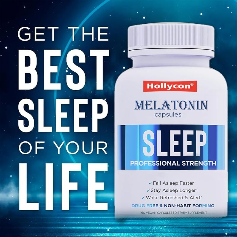Lieferant Melatonin Kapseln Schlafhilfe für Erwachsene Schlafzusatz mit Magnesiumglycinat fördern