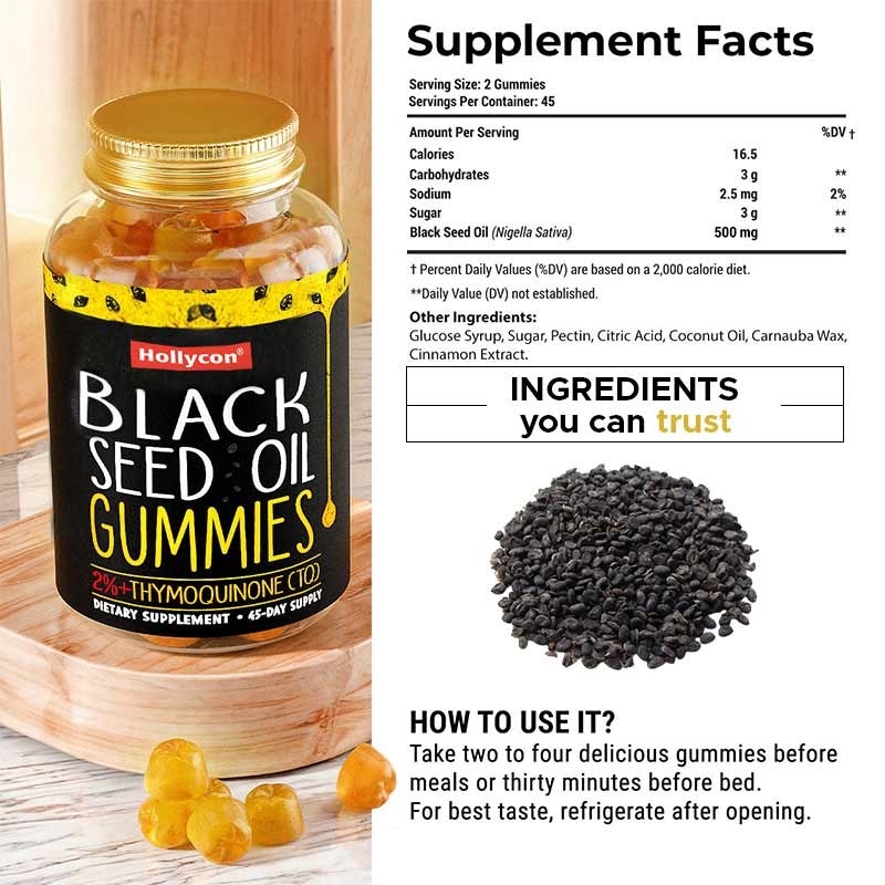 OEM-Schwarze Samenöl Gummies für Gelenke Unterstützung 500mg Schwarze Samenöl Gummies