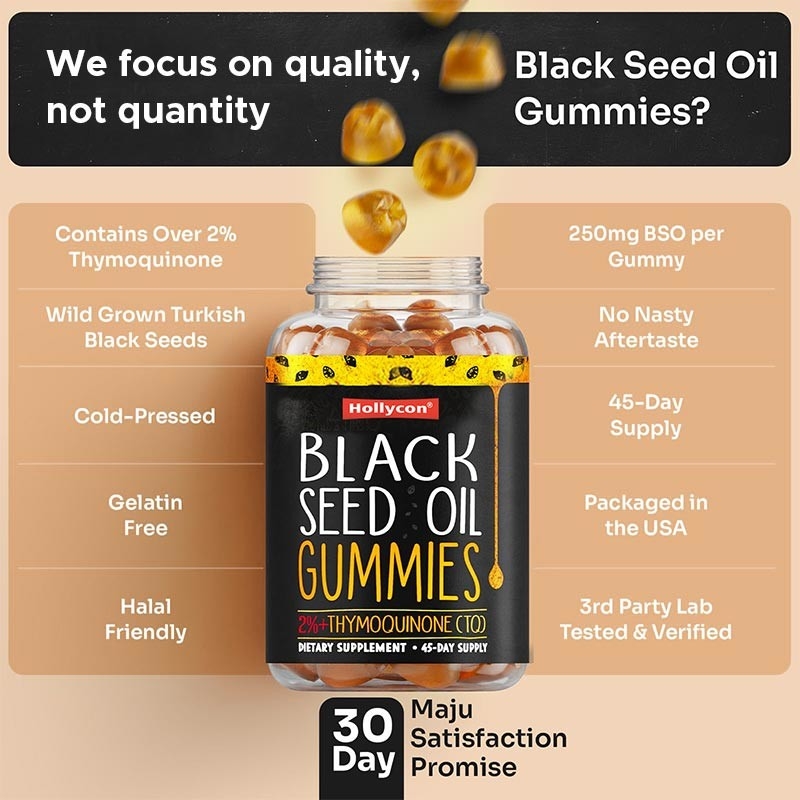OEM-Schwarze Samenöl Gummies für Gelenke Unterstützung 500mg Schwarze Samenöl Gummies