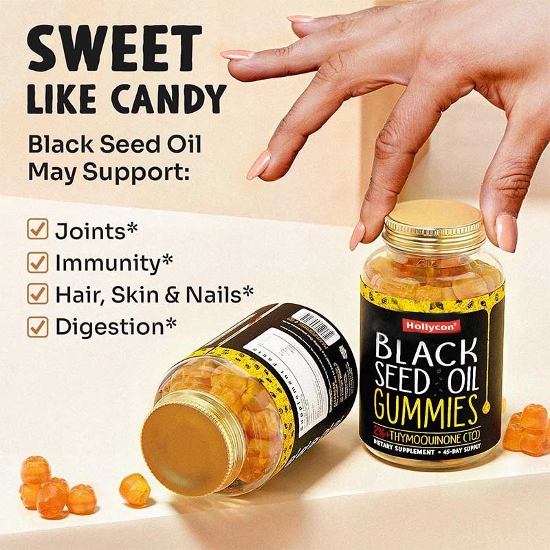 OEM-Schwarze Samenöl Gummies für Gelenke Unterstützung 500mg Schwarze Samenöl Gummies