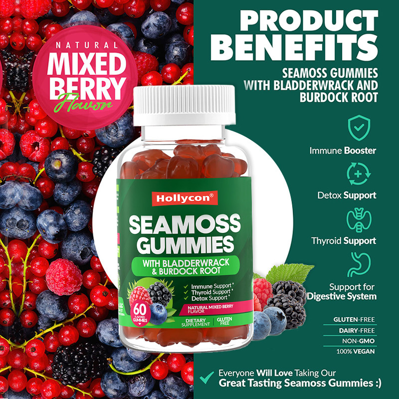 Irish Sea Moss Gummies 1000mg Bladderwrack Sea Moss Gummies zur Unterstützung der Verdauung