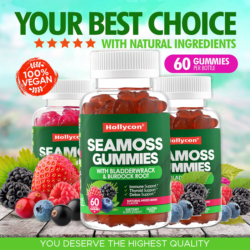 Irish Sea Moss Gummies 1000mg Bladderwrack Sea Moss Gummies zur Unterstützung der Verdauung