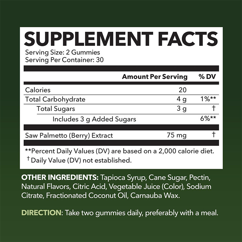 Saw Palmetto Gummies für die Gesundheit der Kopfhaut 75 mg Saw Palmetto Extrakt für die Haarstützung