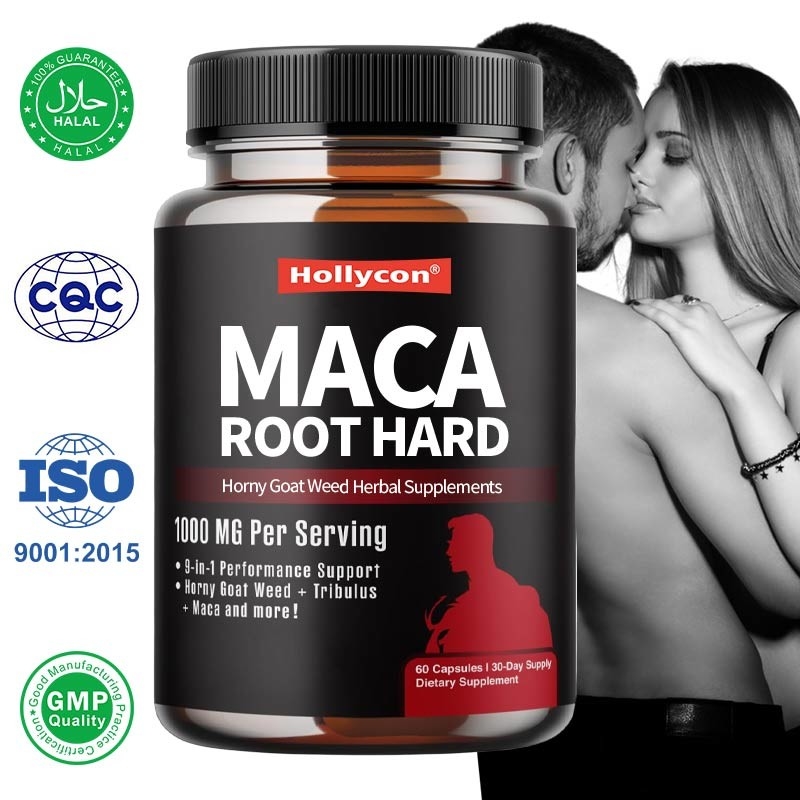 Private Label Maca pflanzliche Nahrungsergänzungsmittel Horny Goat Weed harte Kapseln für erhöhte Energie