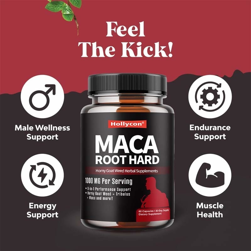 Private Label Maca pflanzliche Nahrungsergänzungsmittel Horny Goat Weed harte Kapseln für erhöhte Energie