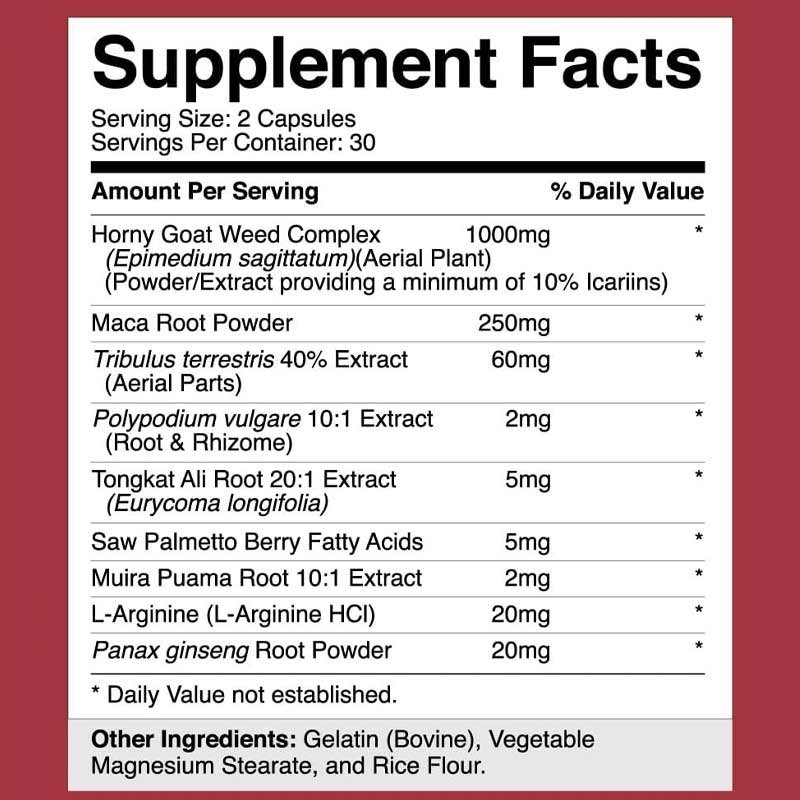 Private Label Maca pflanzliche Nahrungsergänzungsmittel Horny Goat Weed harte Kapseln für erhöhte Energie