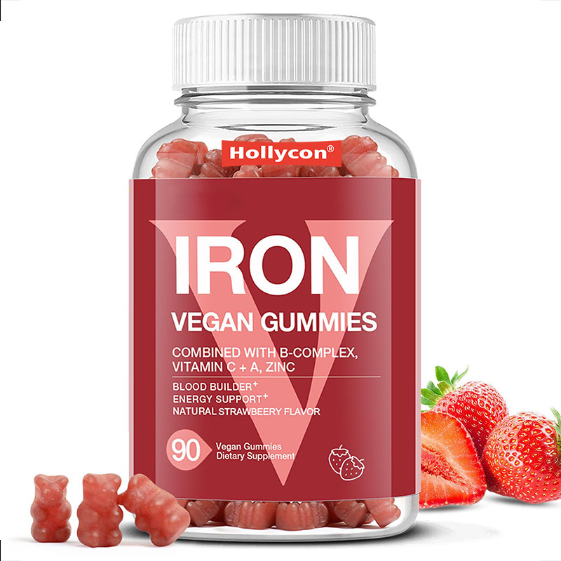 Eisenvegan Gummies für Erwachsene 60mcg Folsäure Eisen Gummies für Energie Unterstützung