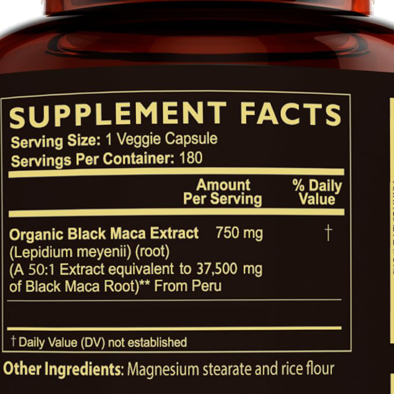 Maca-Wurzelkapseln zur Steigerung der Ausdauer 750 mg Schwarzer Maca-Extrakt zur Energieversorgung