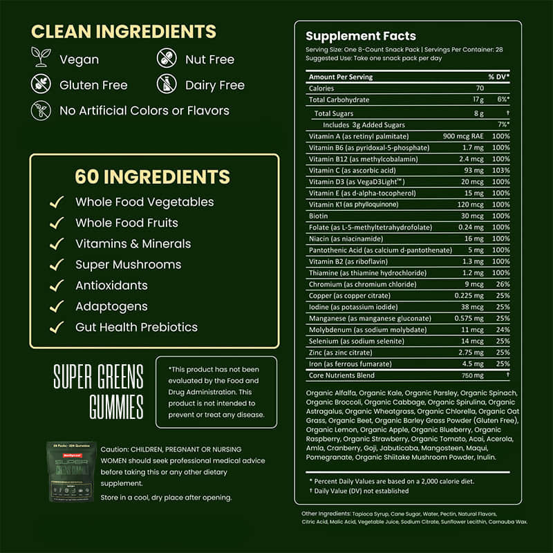 Grüner Tee Kaugummi Multivitamine Ergänzung Spirulinapulver Verbessern Darmgesundheit Unterstützung Immunität