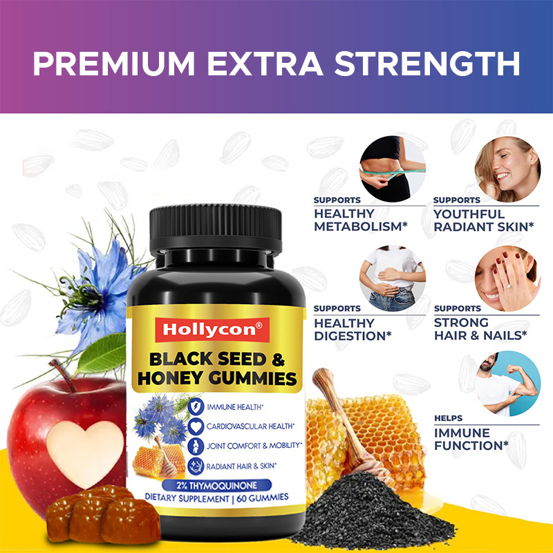 Schwarze Samenöl und Honig Gummies 200 mg Schwarze Samenöl Extrakt zur Unterstützung des Immunsystems