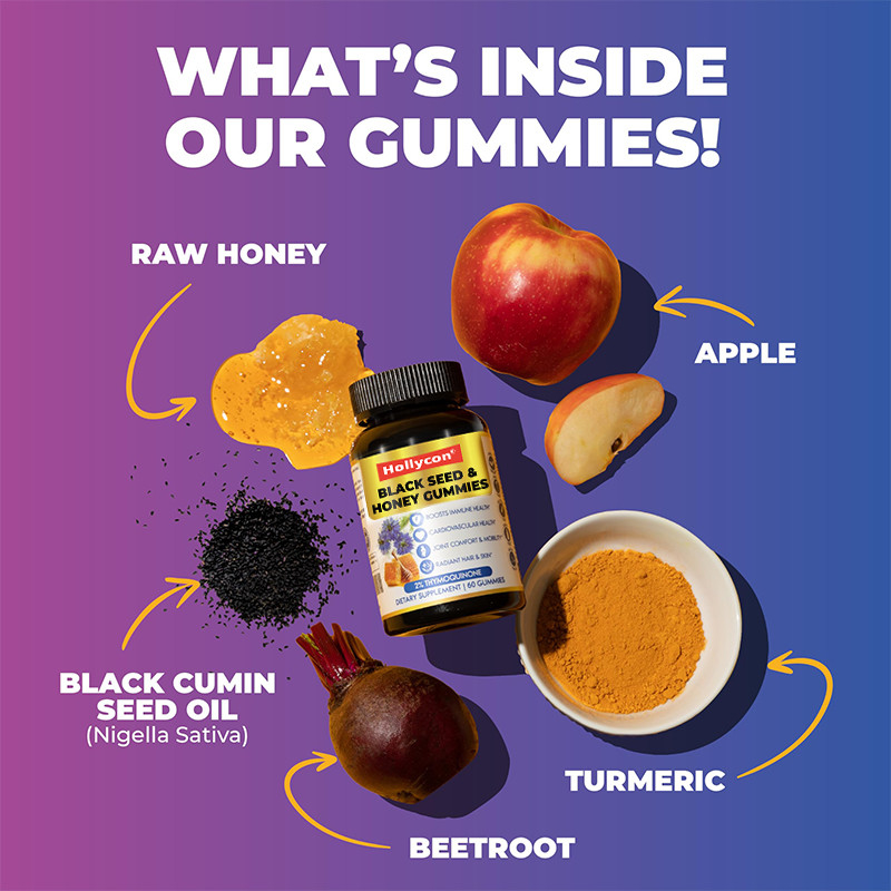 Schwarze Samenöl und Honig Gummies 200 mg Schwarze Samenöl Extrakt zur Unterstützung des Immunsystems