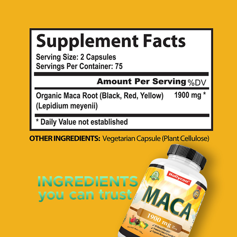 Maca-Wurzelkapseln Bio-Maca-Wurzel-Mischung zur Stimmungsunterstützung Maca-Kapseln