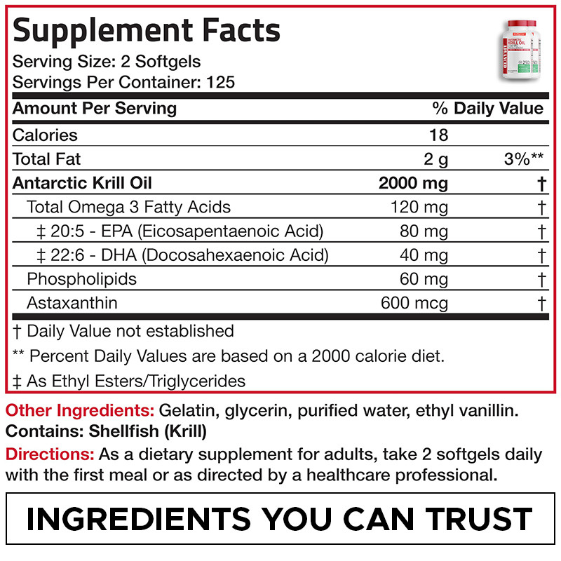 Antarktis-Krilöl zur Unterstützung der allgemeinen Gesundheit 2000 mg Antarktis-Krilöl Softgels