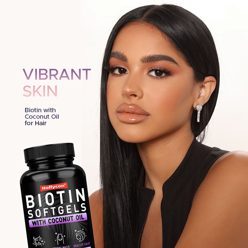 OEM Biotin Softgels für starke Nägel Biotin mit Kokosnussöl für Haare Biotin Softgels