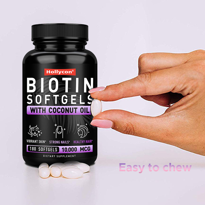OEM Biotin Softgels für starke Nägel Biotin mit Kokosnussöl für Haare Biotin Softgels