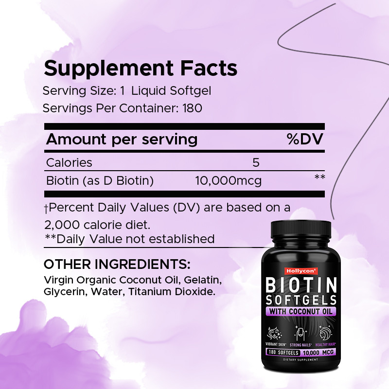 OEM Biotin Softgels für starke Nägel Biotin mit Kokosnussöl für Haare Biotin Softgels