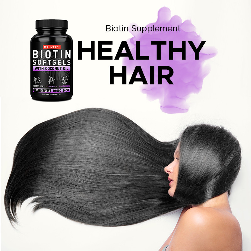 OEM Biotin Softgels für starke Nägel Biotin mit Kokosnussöl für Haare Biotin Softgels