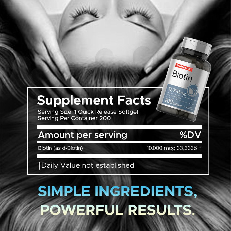 Biotin-Ergänzungsmittel für die Gesundheit der Haare 10.000mcg Biotin-Softgels für die Gesundheit der Haare und Nägel