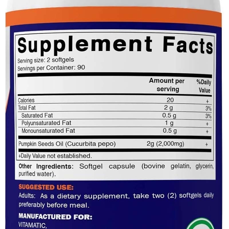 OEM Kürbiskernöl Softgels zur Förderung der Kopfhautgesundheit 2000 mg Kürbiskernöl