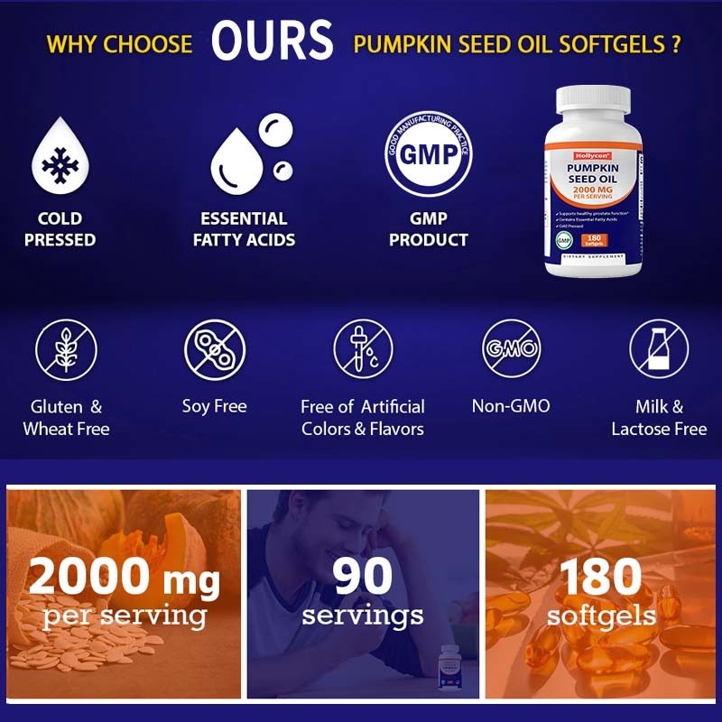 OEM Kürbiskernöl Softgels zur Förderung der Kopfhautgesundheit 2000 mg Kürbiskernöl