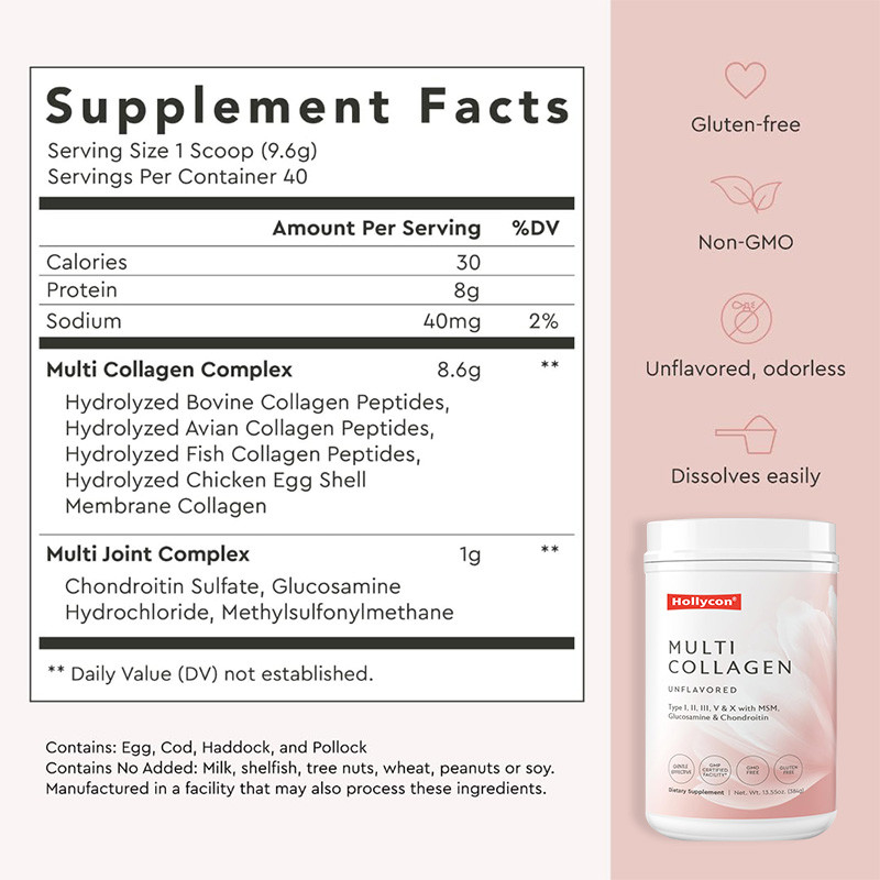 OEM Multi-Kollagenpulver für Haarunterstützung Hydrolysiertes Kollagen Peptide Proteinpulver