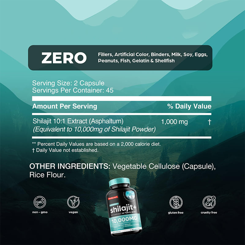 OEM reine Himalaya Shilajit 10000 mg organische Shilajit Kapseln zur Unterstützung der Immunabwehr