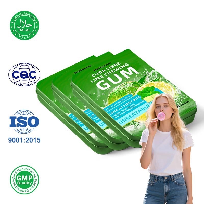 Private Label Mojito Cocktail Geschmack gefüllt Rum Gum Tin Zuckerfrei Mojito Lime Kaugummi für Zahnschmelz Unterstützung