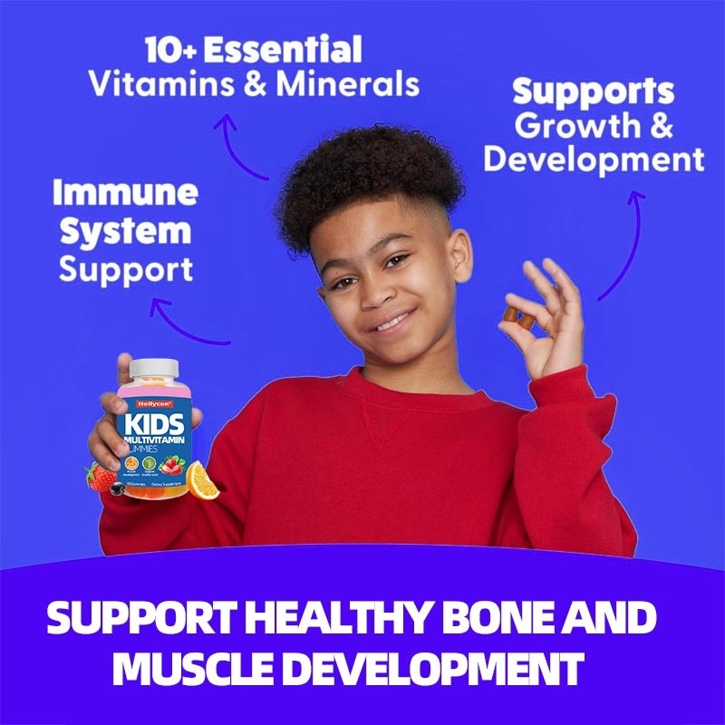 OEM Multivitamin Gummies mit Vitamin D für Knochenmuskeln und Immunförderung Kaugfäße Vitamine Gummies Kinder Multivitamin Gummies