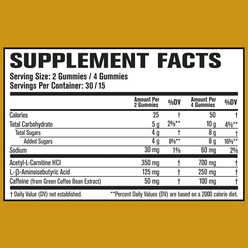 OEM Thermogene Fettverbrenner & Appetit-Suppressant Gummies mit Acetyl-L-Carnitin HCL, MitoBurn, Gewichtsverlust Gummies