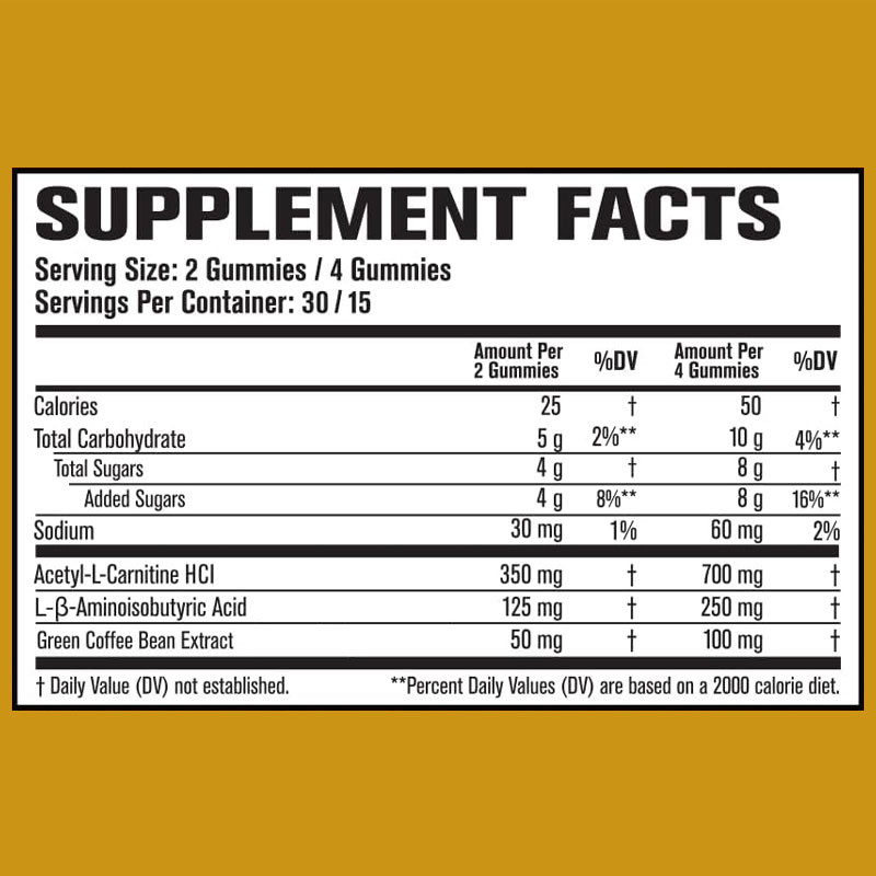 OEM Thermogene Fettverbrenner & Appetit-Suppressant Gummies mit Acetyl-L-Carnitin HCL, MitoBurn, Gewichtsverlust Gummies