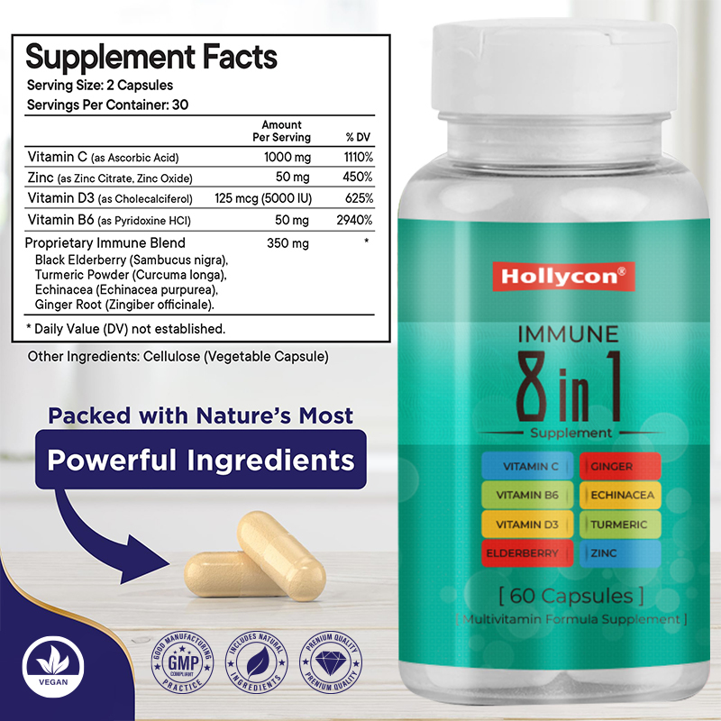Immunförderungskapseln OEM-Label Multivitamin-Formel Ergänzung für Erwachsene hilft, die Immunfunktion zu fördern