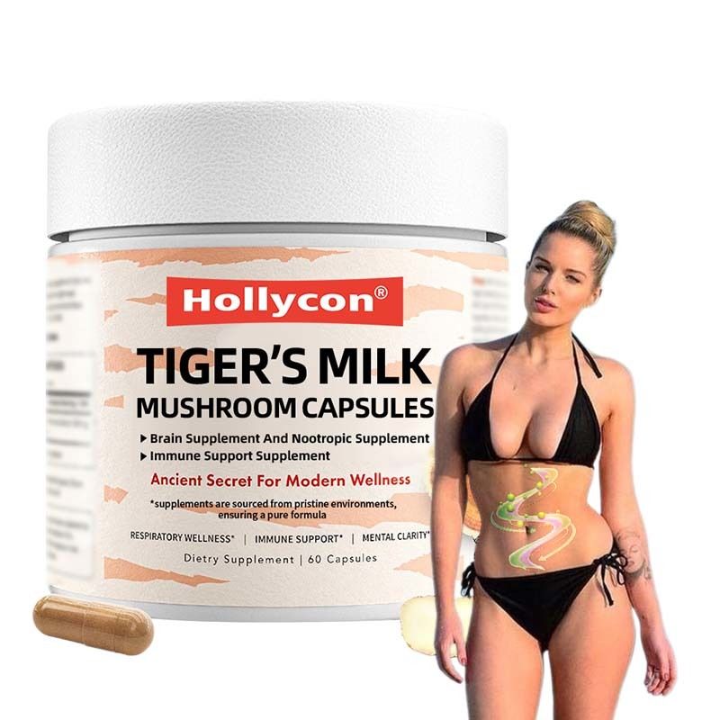 Pilz-Ergänzungsmittel für Haarwachstum, Darm, Verdauung, Gehirn, Lunge, Gesundheit, kognitive Funktion, Atmung, Tiger-Milch-Pilze, Kapseln