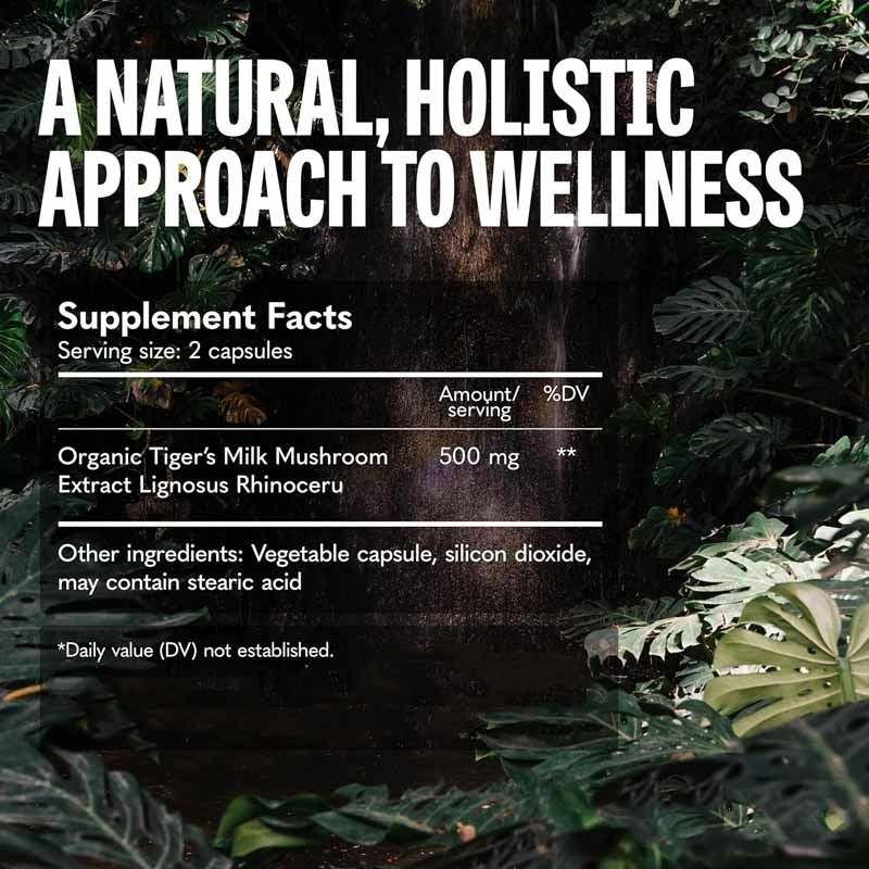 Pilz-Ergänzungsmittel für Haarwachstum, Darm, Verdauung, Gehirn, Lunge, Gesundheit, kognitive Funktion, Atmung, Tiger-Milch-Pilze, Kapseln