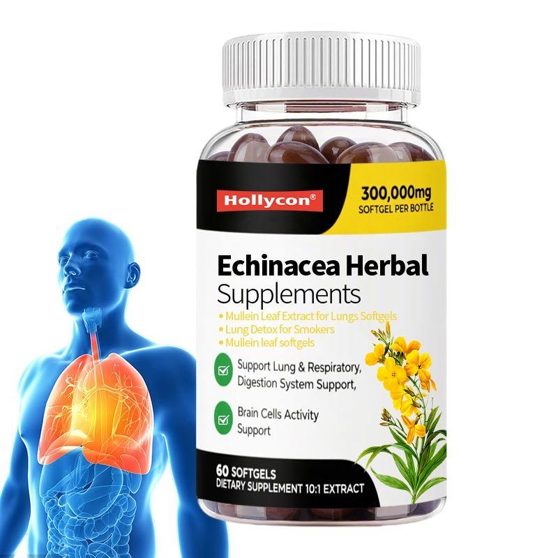 Königskerzenblatt-Extrakt für Lungen-Softgels, Lungen-Detox für Raucher, Lungenreinigung zur Unterstützung der Atemwege, Kräuterergänzungsmittel, Vegan, Ohne Gentechnik, Immun- und Verdauungsunterstützung, 180 Stück, 180 Tage Vorrat