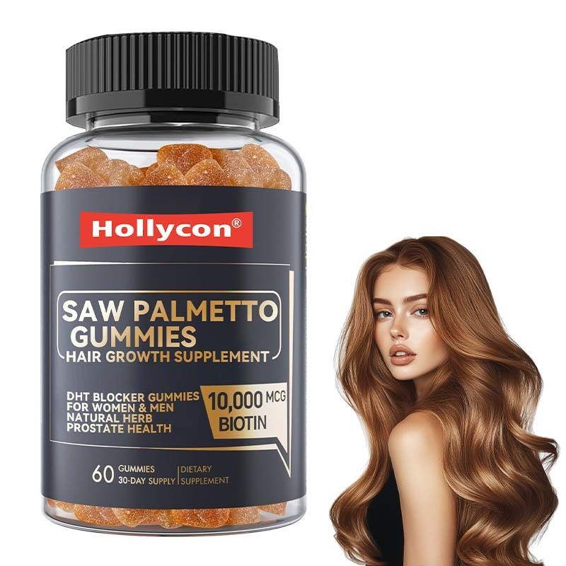 Herstellte Haarwuchs Ergänzung für Frauen & Männer DHT Blocker Gummies Unterstützung Hormonbalance Prostata Gesundheit Saw Palmetto Gummies