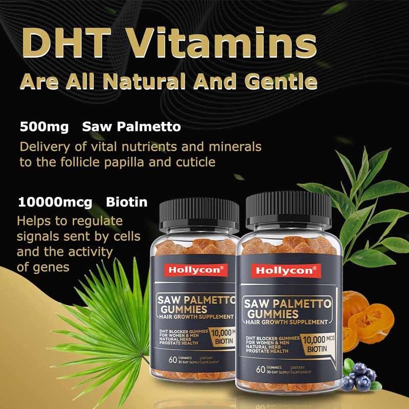 Herstellte Haarwuchs Ergänzung für Frauen & Männer DHT Blocker Gummies Unterstützung Hormonbalance Prostata Gesundheit Saw Palmetto Gummies