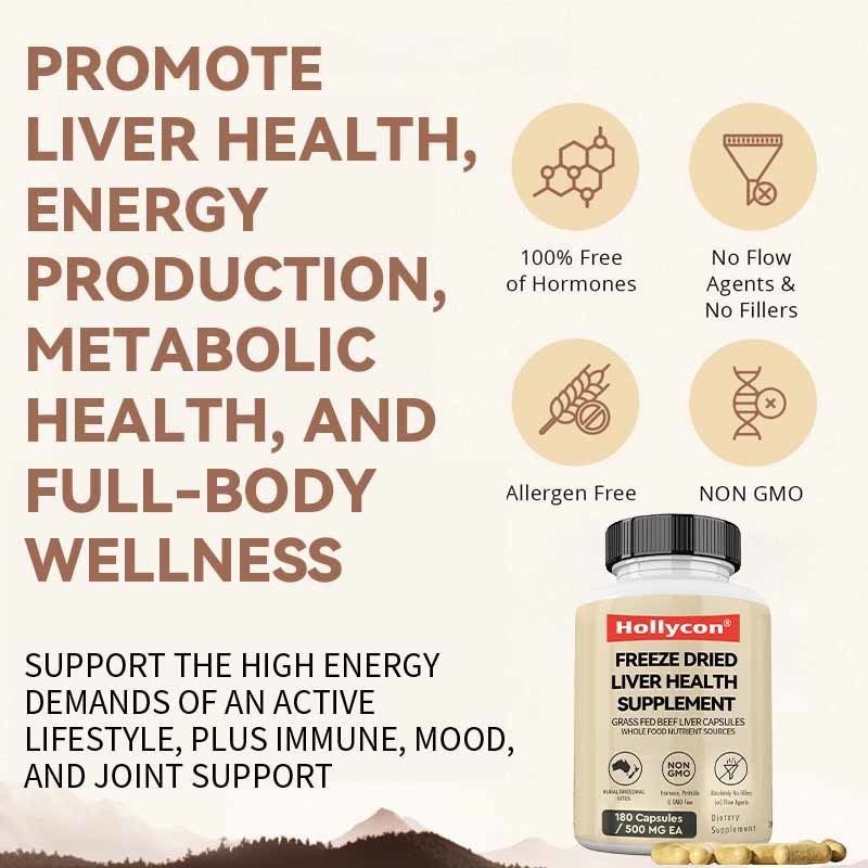 OEM gefriergetrocknetes Leber-Gesundheitsergänzungsmittel Stoffwechselgesundheit Ganzkörper-Wellness Immun-Gelenk-Unterstützung Kapseln aus grasgefütterter Rinderleber