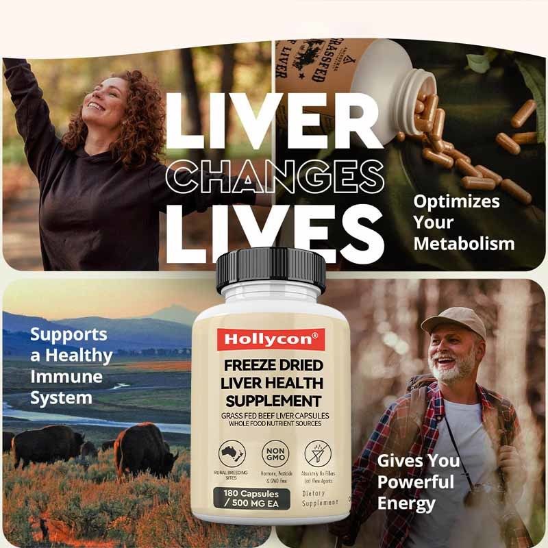 OEM gefriergetrocknetes Leber-Gesundheitsergänzungsmittel Stoffwechselgesundheit Ganzkörper-Wellness Immun-Gelenk-Unterstützung Kapseln aus grasgefütterter Rinderleber