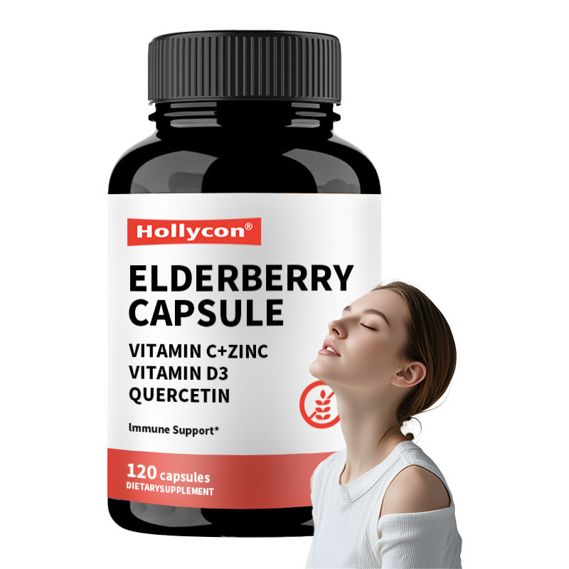 OEM Elderberry Vitamin C und Zink 120 Kapseln Immunförderung Kräuterergänzung Natürlicher Immunitätsförderer Elderberry Kapsel