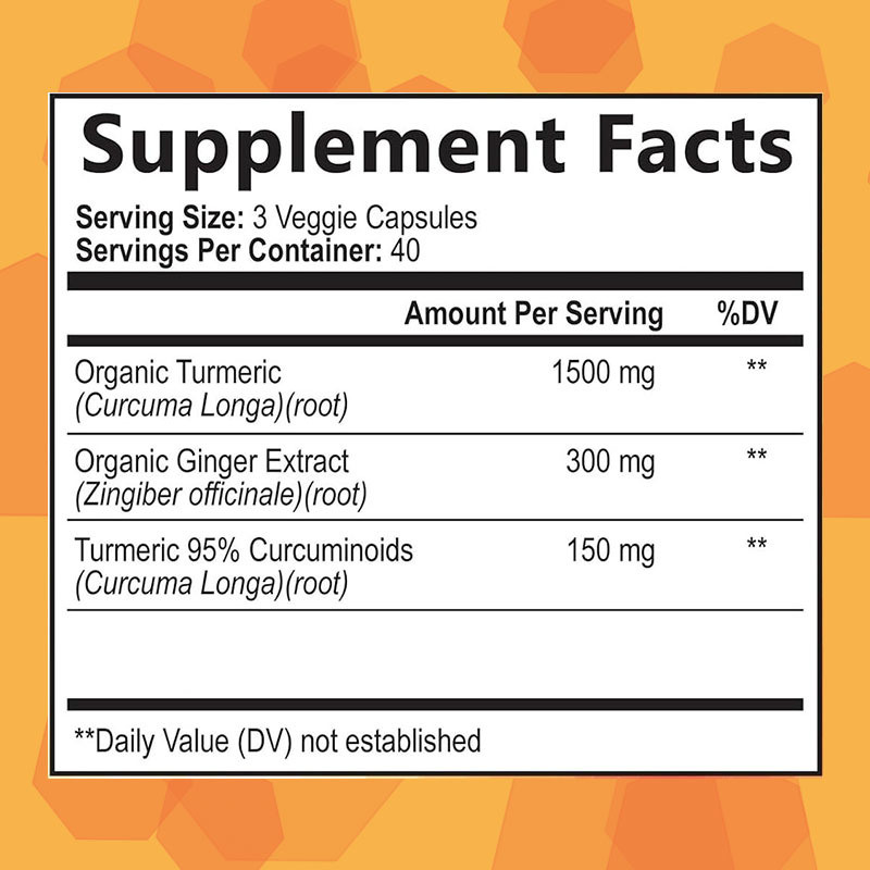 OEM Kurkuma Curcumin Ergänzung mit Bio-Kurkuma & Ingwer Schwarze Pfeffer für die beste Absorption Gelenksupport Curcumin Kapsel