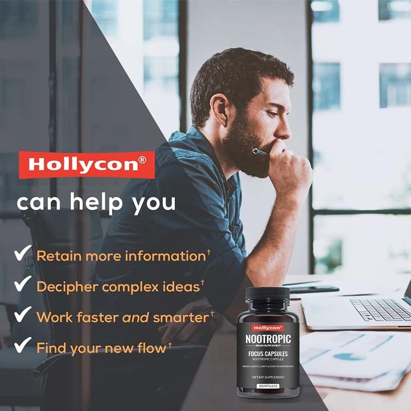 OEM-Fokuskapseln mit L-Theanin Vitamin B6 Gedächtnis Geistige Klarheit & kognitive Verbesserung Nootropische Gehirnpräparate