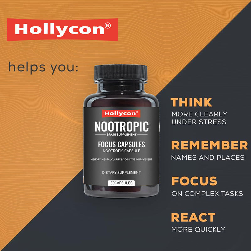 OEM-Fokuskapseln mit L-Theanin Vitamin B6 Gedächtnis Geistige Klarheit & kognitive Verbesserung Nootropische Gehirnpräparate