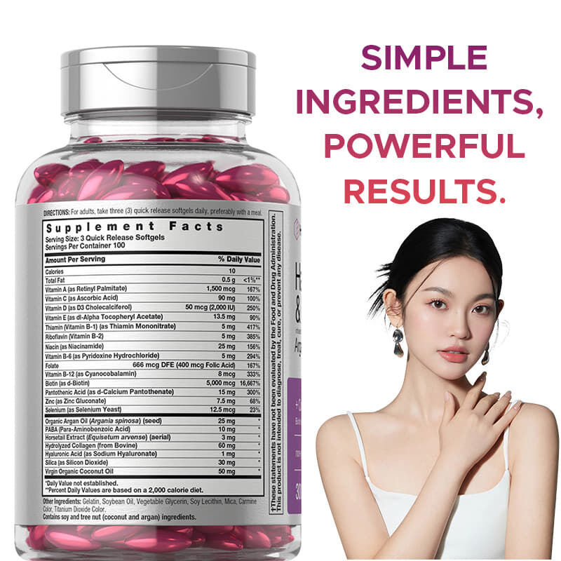 Biotin Haarwachstum Softgels Haare Haut und Nägel Vitamine Kollagen Vitamin C Originalhersteller