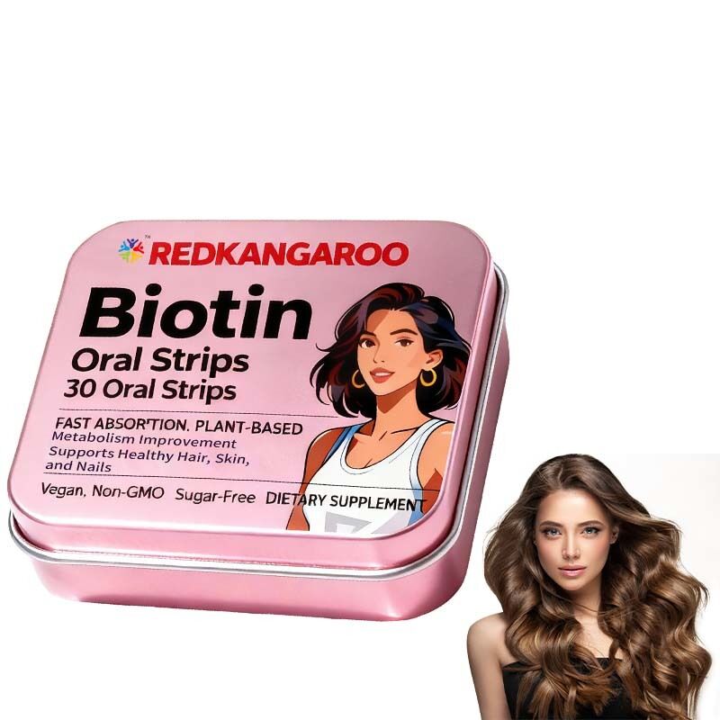 Biotin Oral Strips - schnell aufnehmbar, vegan, nicht gentechnisch verändert, zuckerfrei - unterstützt gesundes Haar, Haut und Nägel - köstlicher Orangengeschmack - 30 Zähler Privatetikett, OEM erhältlich, Fabrikpreis