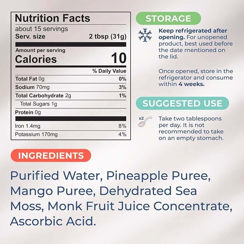 OEM Nährstoffreiche Rohseamos Entgiftung und Reinigung Reich an Mineralien Proteine Vitamine Gesundheit Meeresmoos Meeresmoos Gel