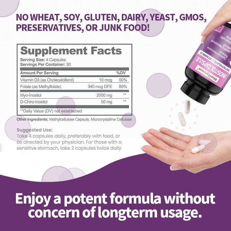 OEM Premium Inositol Ergänzung Inositol Plus Verhältnis Gesunder Hormonhaushalt & Gesunde Eierstockunterstützung für Frauen Inositol Kapsel