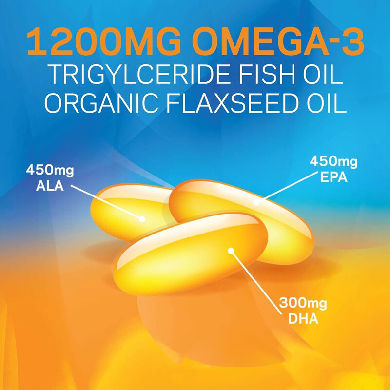 OEM 1200mg Omega 3 Ergänzung zur Augenerhaltung Bio-Flachsfrüchte Triglycerid Fischöl und Vitamin E Omega 3 Softgel