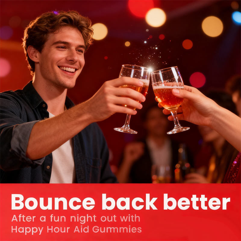 OEM Happy Hour Gummies Ergänzung Vorspiel Party Hydratation Elektrolyte Alkohol DHM Milchdistel Nach dem Trinken Gummy