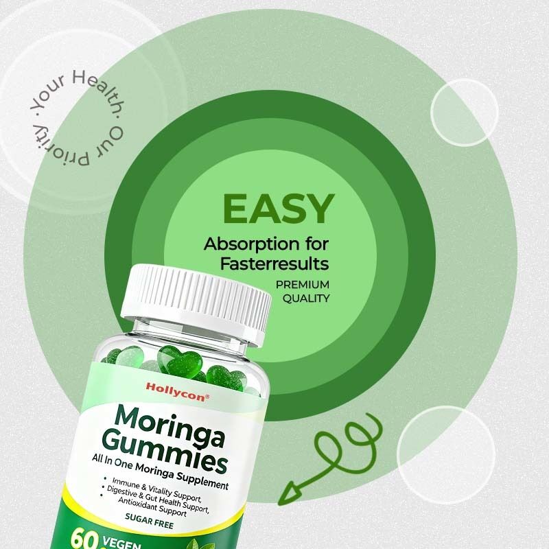 Alles in einem Moringa-Präparat für Immun- und Vitalitäts-, Verdauungs- und Darmgesundheits-Antioxidantien-Support Moringa Gummies