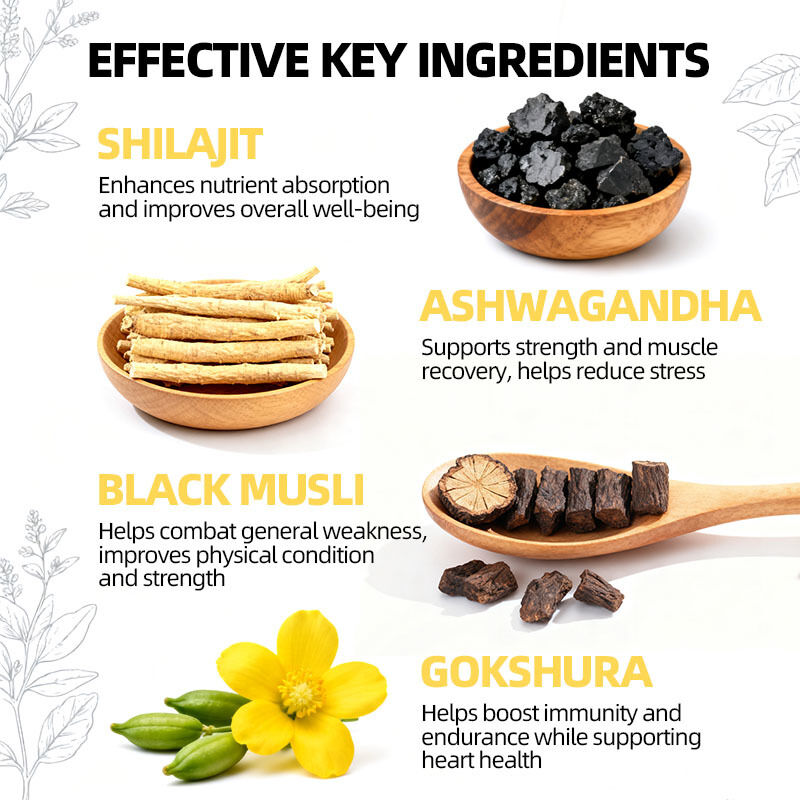 OEM 3000 mg mit Ashwagandha & Schwarze natürliche Energie & Immunförderung Ausdauer & Stimmung steigern reine Himalaya Shilajit Gummies